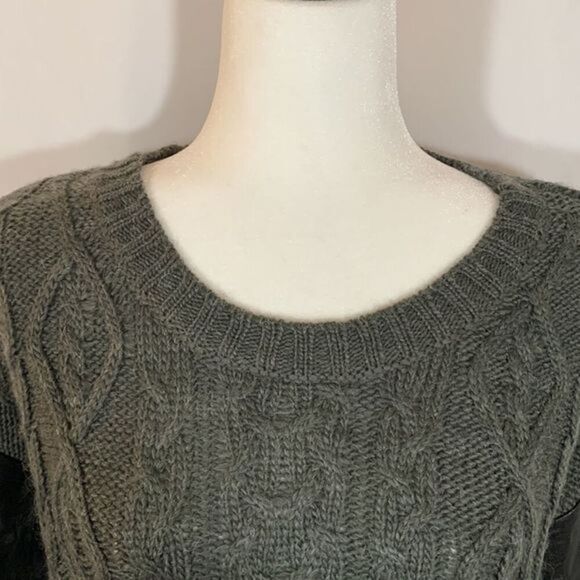 Noisy May Grey Knit Sweater with Faux Leather - Picture 2 of 8
